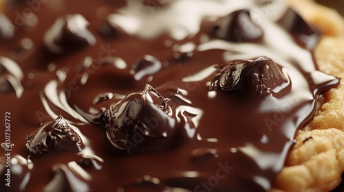 Decadent delight: Close-up on a gooey chocolate chip cookie extravagance