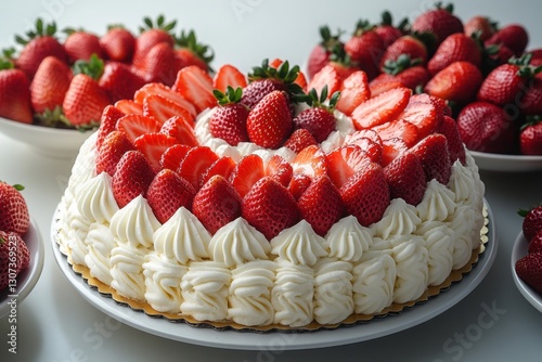 Delicious strawberry cake topped with fresh strawberries and creamy frosting perfect for celebrating special occasions and sweet moments