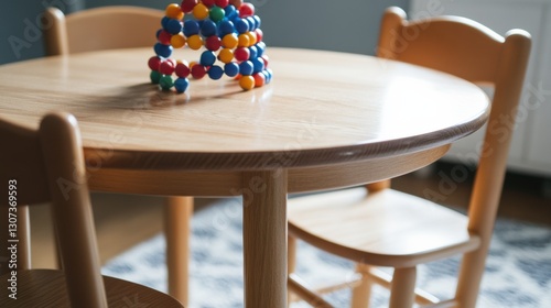 Montessori inspired nursery furniture with soft edge tables and chairs creating a cheerful and safe play environment for children photo