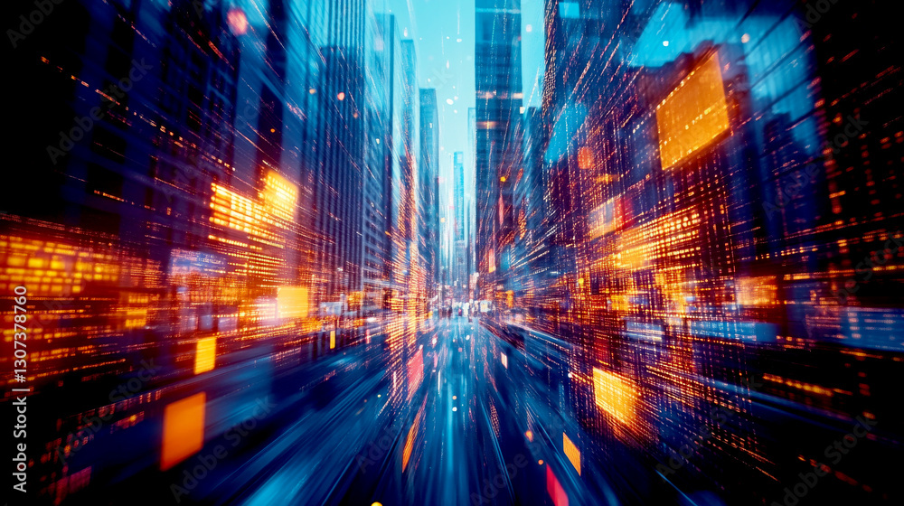 Dynamic cityscape with vibrant lights and motion blur Dynamic cityscape with vibrant lights and motion blur