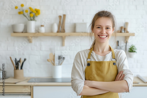 young woman cooking in kitchen