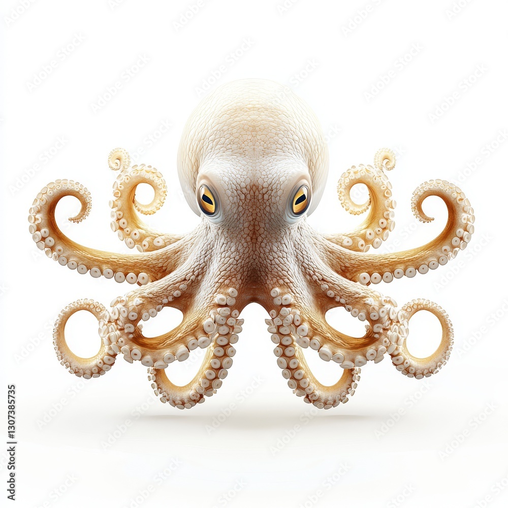 Obraz premium A detailed close-up of an octopus, showcasing its vibrant orange and brown skin, large eyes, and numerous tentacles