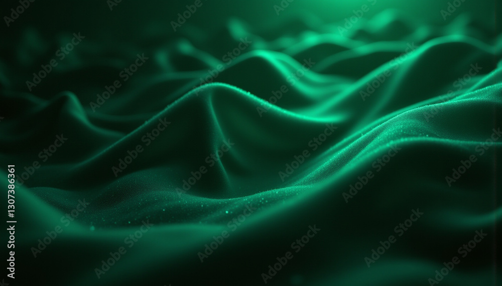 Obraz premium Luxurious emerald fabric waves create serene and elegant atmosphere