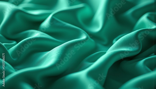 Luxurious green satin fabric with soft, flowing texture and rich color