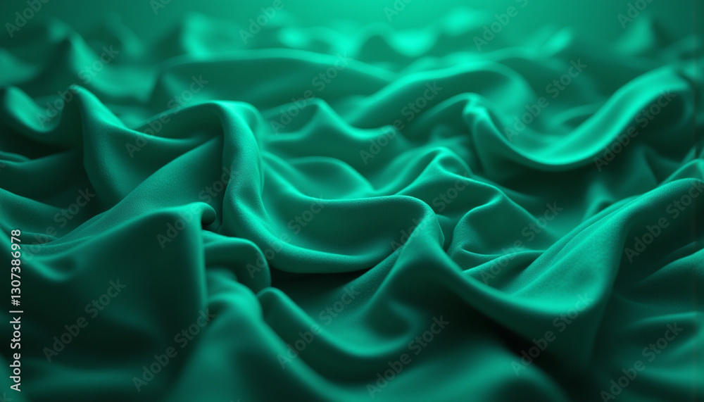 Obraz premium Soft emerald fabric waves create serene and calming atmosphere