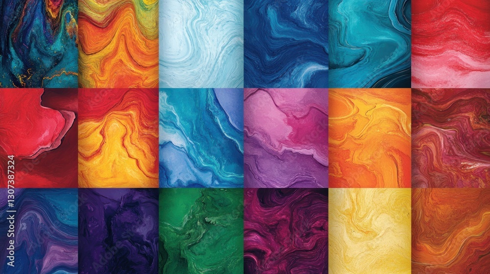 Vibrant color palette of abstract marble textures. Vibrant color palette of abstract marble textures.