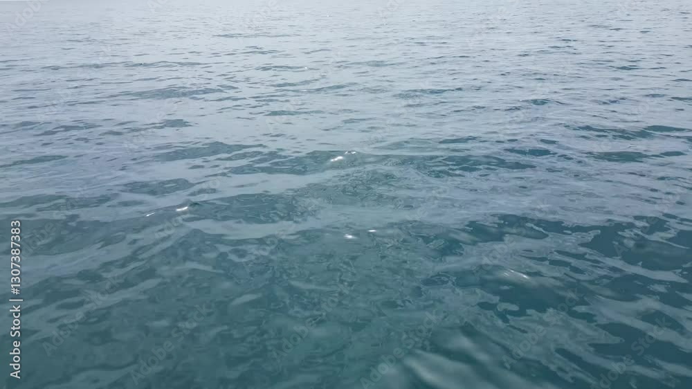 Calm ocean water glimmers under a cloudy sky at the beach Calm ocean water glimmers under a cloudy sky at the beach
