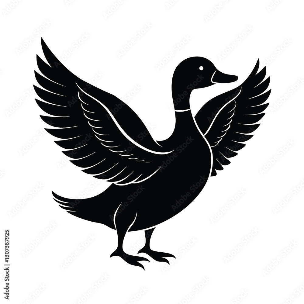 Obraz premium Duck silhouette vector illustration.