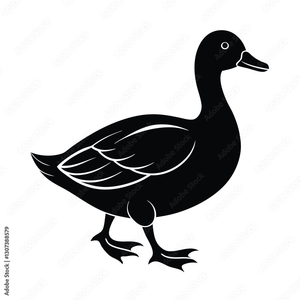 Obraz premium Duck silhouette vector illustration.