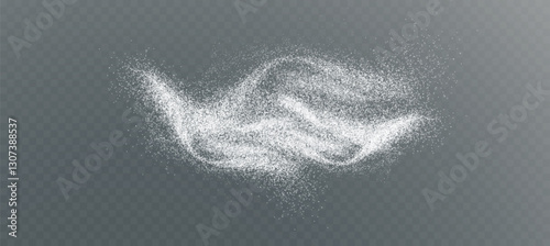 Powder, talc. Flour, sugar and salt texture isolated on transparent background. Dust, spices and seasonings effect, vector png.