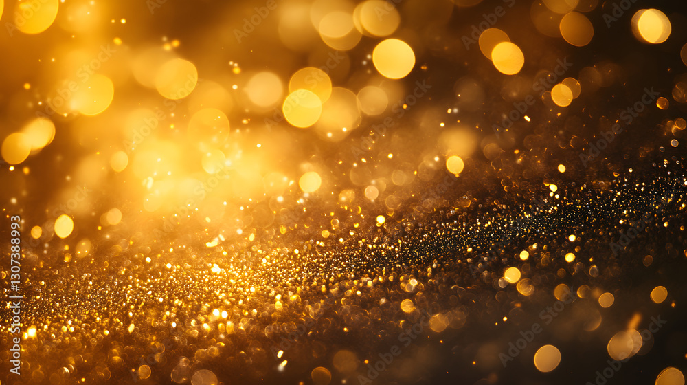A close-up of golden glitter, creating an enchanting and dreamy background
