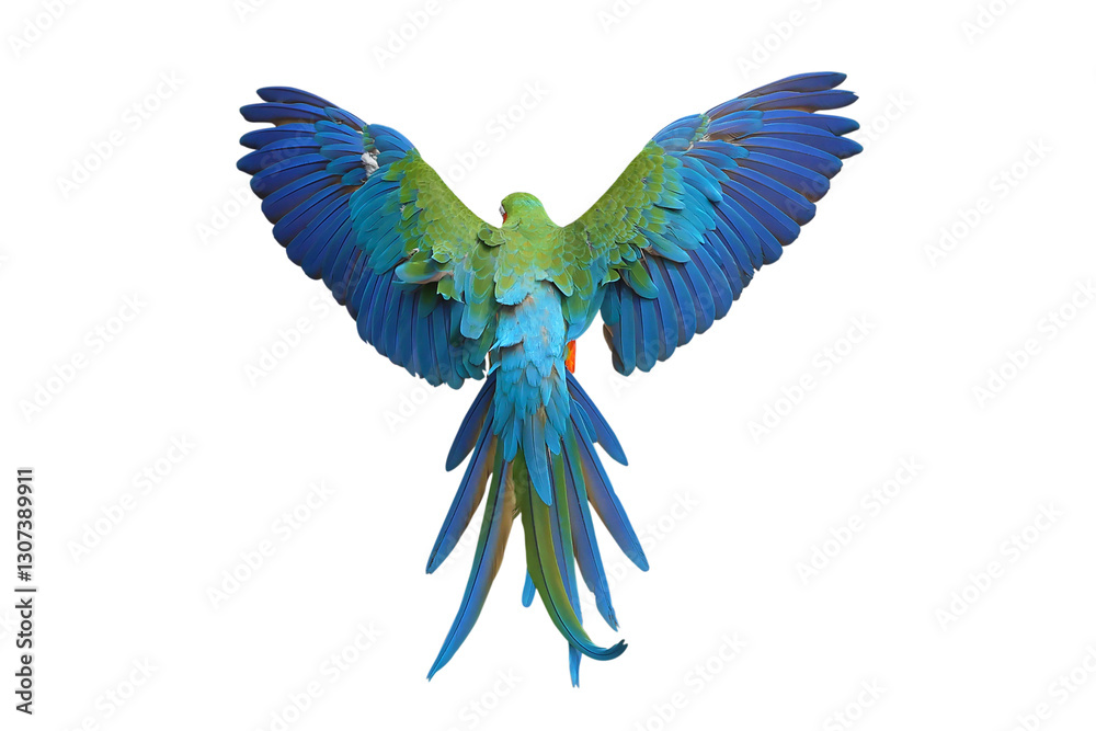 Obraz premium Beautiful feathers on the back of Harlequin Macaw parrot isolated on transparent background png file