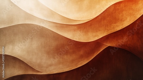 Abstract artwork depicting smooth curving layers of warm colors