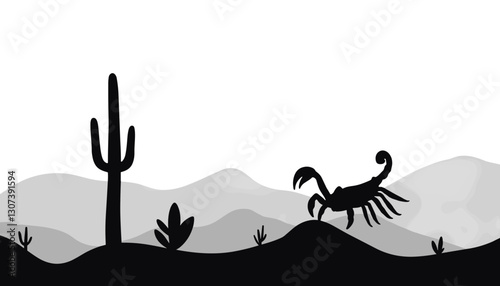 Scorpion silhouetted against desert landscape