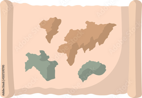  Exploring the unknown, an ancient map scroll holds secrets and memories of far-off lands.