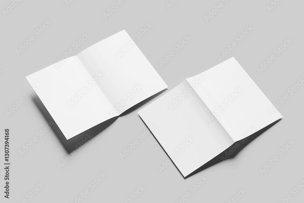 bi-fold brochure mockup blank. 3d rendering bi-fold brochure mockup blank. 3d rendering