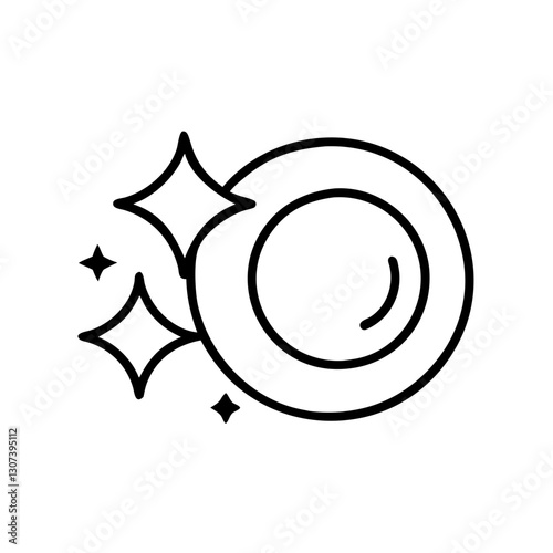 Clean sparkling plate outline icon on white background