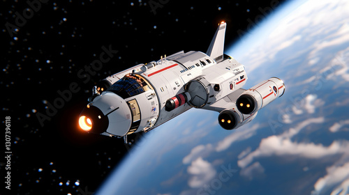 Wallpaper Mural White Spaceship Orbiting Earth in Space Torontodigital.ca