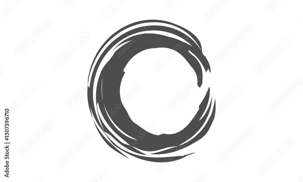 enso symbol isolated on white. Brushed round smear element.