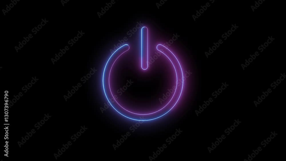 neon glowing pink blue color power button animation icon turn on turn off switch button circle animated on black background. neon glowing pink blue color power button animation icon turn on turn off switch button circle animated on black background.