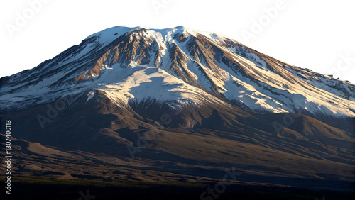 Mount Kilimanjaro peak on transparent background snow covered