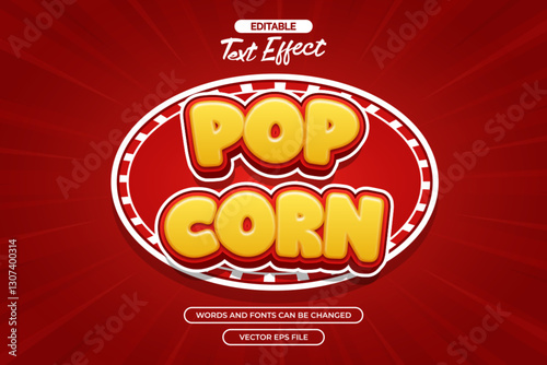 Pop corn editable text effect with red background
