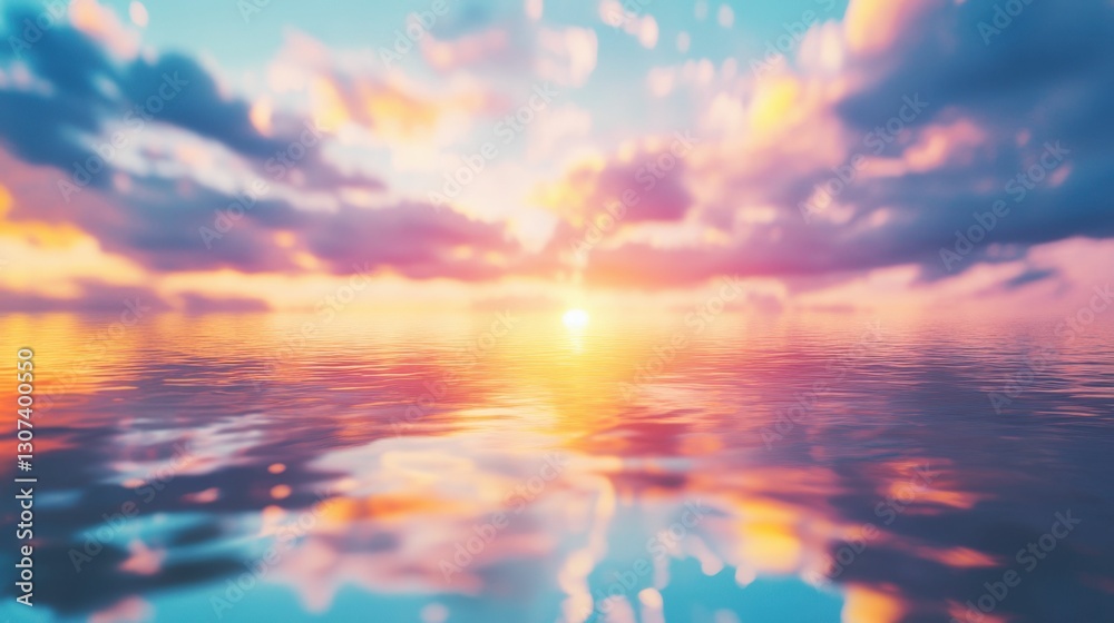 Fototapeta premium Calm water surface with soft ripples, reflecting the sky, daytime lighting