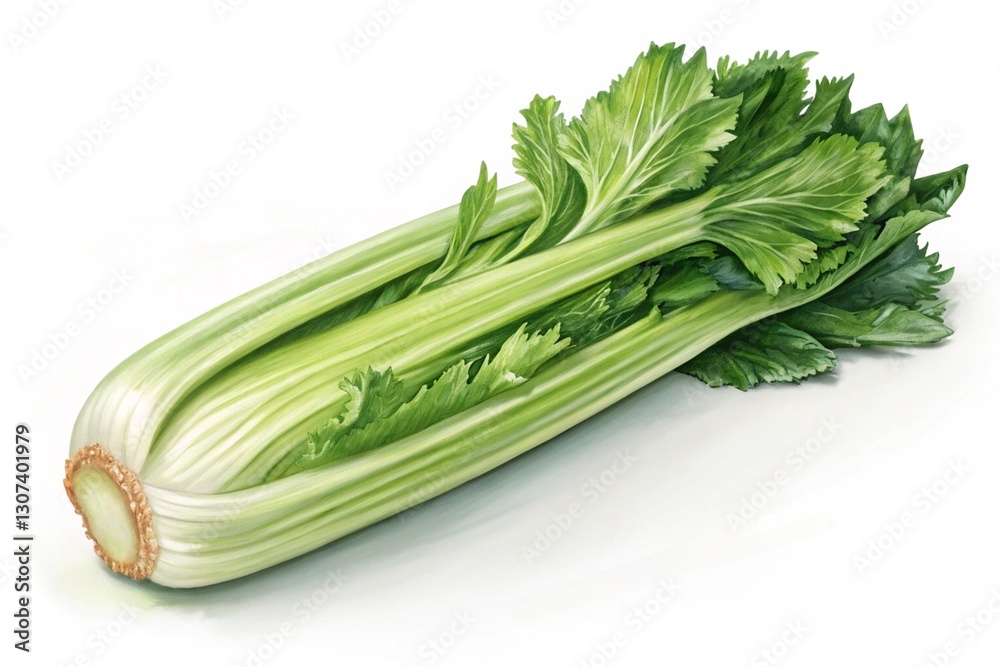 Photorealistic depiction of a bunch of celery with lush green leaves, organic and fresh, perfect for culinary and healthy lifestyle themes Photorealistic depiction of a bunch of celery with lush green leaves, organic and fresh, perfect for culinary and healthy lifestyle themes