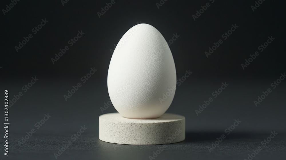 A black pedestal supports a white sphere in a dark room, designed with minimalist aesthetics for product presentation A black pedestal supports a white sphere in a dark room, designed with minimalist aesthetics for product presentation