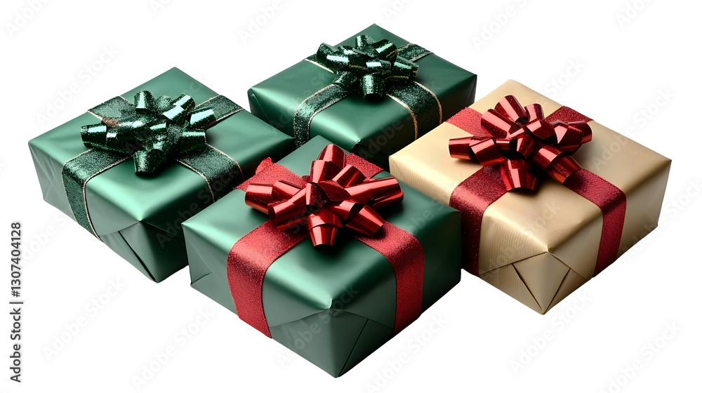 Obraz premium Gift Boxes with Ribbons Isolated on White Background