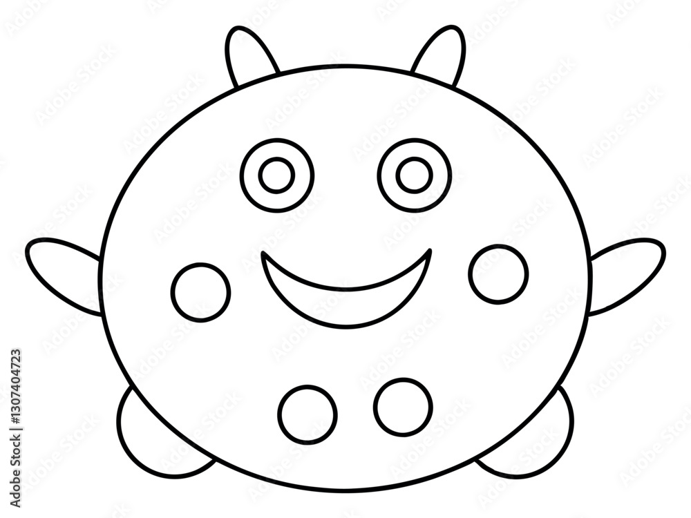 Funny monsters circle shape pattern for coloring book. Vector illustration. A modern illustration of funny monsters forming a circle shape pattern suitable for a coloring book