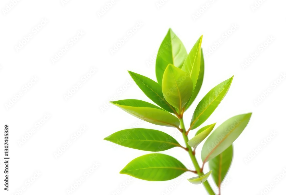 Fototapeta premium Single vibrant green plant isolated on pure white background, plant, single plant