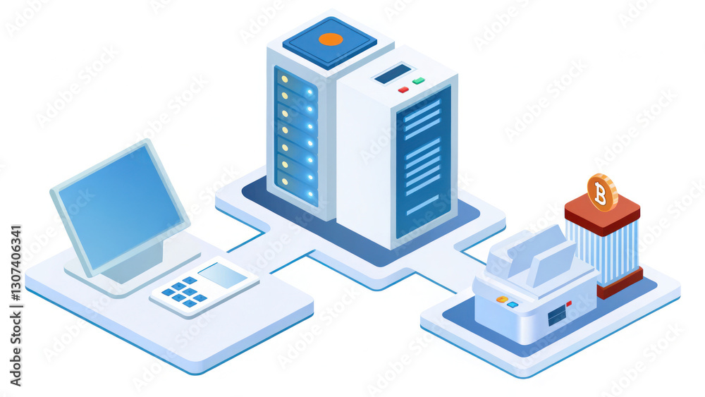 digital payment processing system with server, computer, and printer digital payment processing system with server, computer, and printer