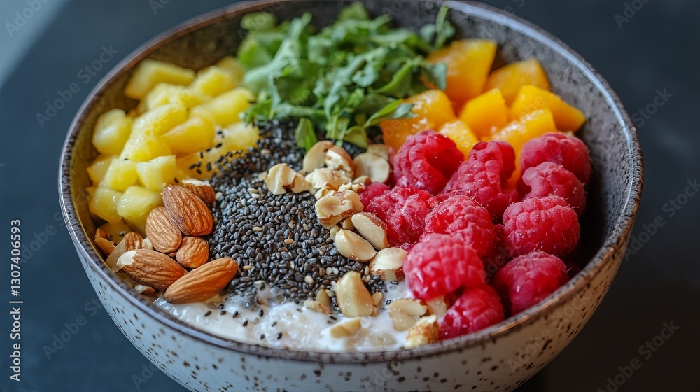 Healthy breakfast bowl with fresh fruits, nuts, and seeds digital Healthy breakfast bowl with fresh fruits, nuts, and seeds digital