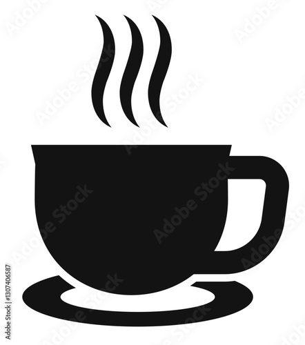 icon of a steaming hot cup representing coffee tea or a warm beverage.