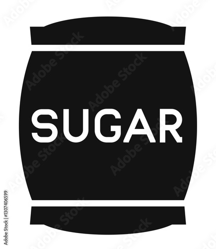 icon of a sugar barrel with the word "SUGAR" written on it representing sugar storage or supply.