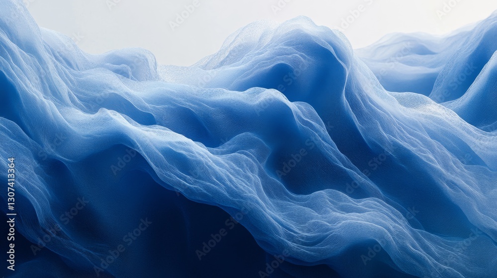 Obraz premium Blue abstract wavy flowing shapes against a white background design
