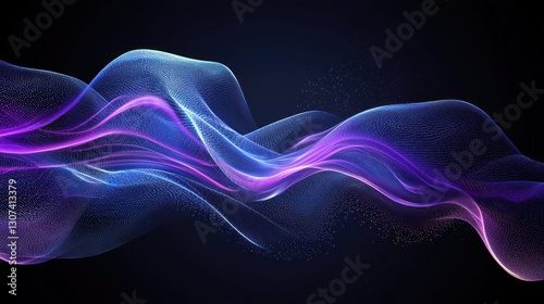 Abstract flowing waves of light in shades of blue and purple