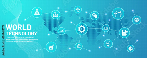 Net zero. World technology. Neutral carbon emission. Sustainable green energy or future climate change. Environment friendly. Power production and ecology connection. Vector background