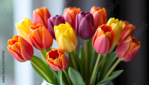 Colorful Tulips in Full Bloom