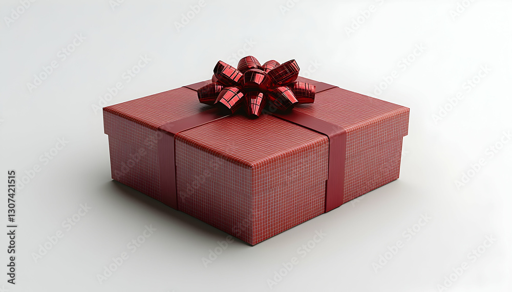 Obraz premium Red Gift Box with Bow on White Background