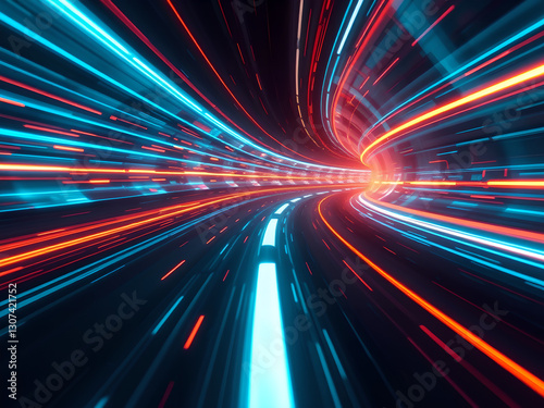 High-Speed Glowing Trails: Futuristic Digital Artistry