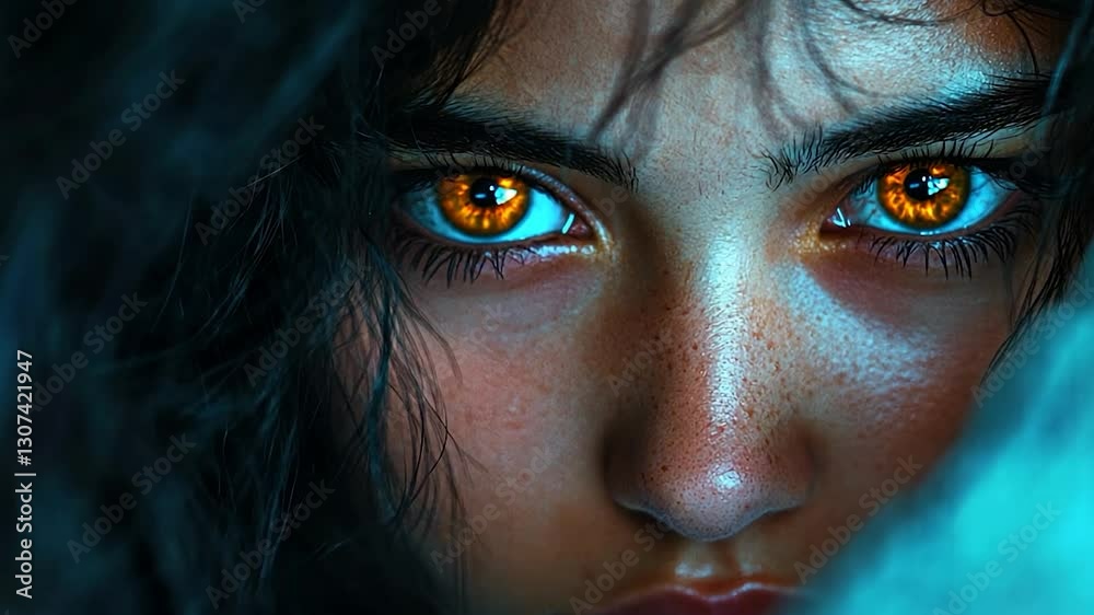 Close-up portrait, intense gaze