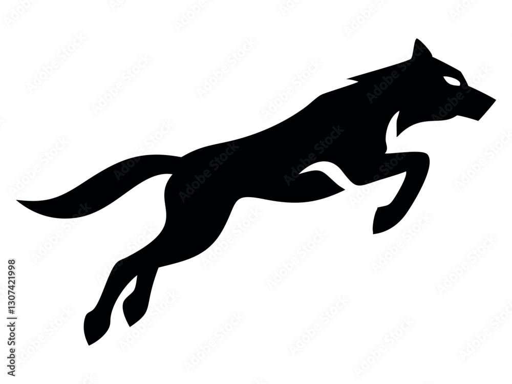 Fototapeta premium Fox silhouette jump and hunt vector for logo design. Fox silhouette. Vector illustration isolated on white background