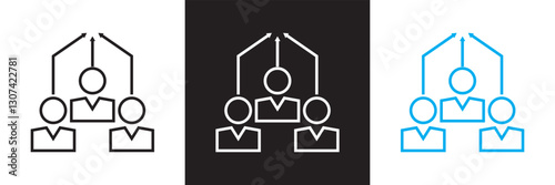 Human resources related icon .  Recruitment, office management and company structure  icons. Isolated on white and black background. Vector illustration. EPS 10