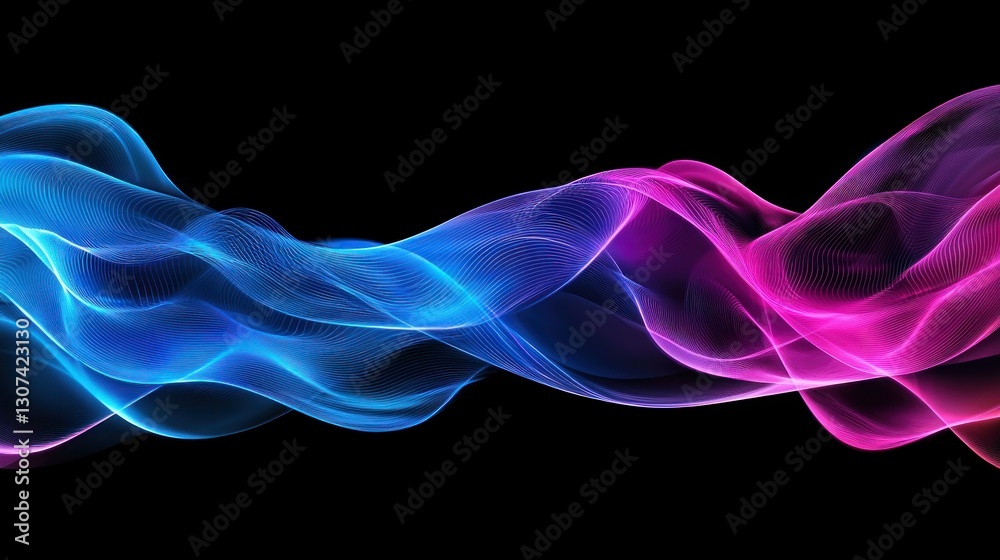 Obraz premium Abstract Waves Flowing Across a Black Background Displaying Color Gradients