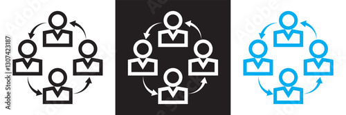 Human resources related icon .  Recruitment, office management and company structure  icons. Isolated on white and black background. Vector illustration. EPS 10