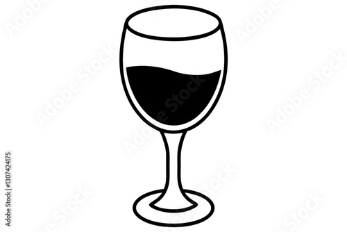  glass of red wine silhouette vector illustration, stylish glass design, drinking glass icon