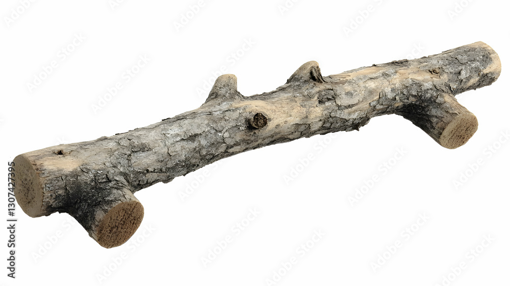 Rustic wood branch isolated white Rustic wood branch isolated white