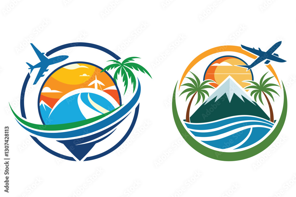Naklejka premium Versatile Travel Agency Logo with Customizable Elements
